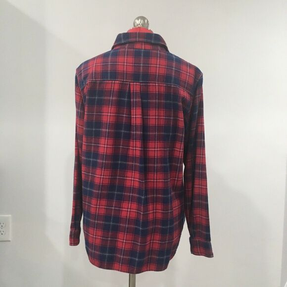 Uniqlo red & navy blue plaid flannel shirt size L - Picture 4 of 6